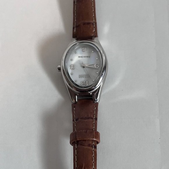 ECCLISSI Sterling Silver MOP Face #22690 Brown Leather Band Wrist Watch - Picture 2 of 8